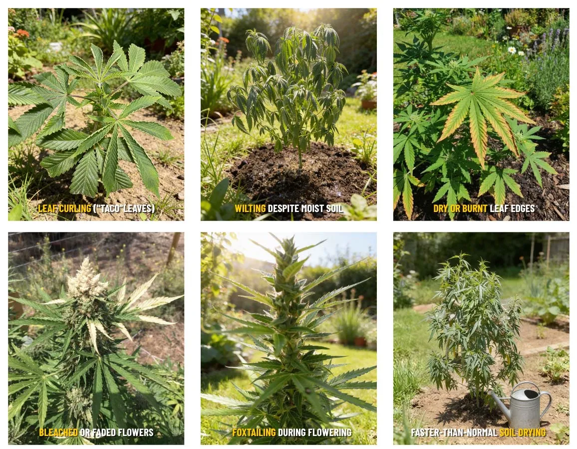 Signs your outdoor cannabis plants are suffering from heat stress
